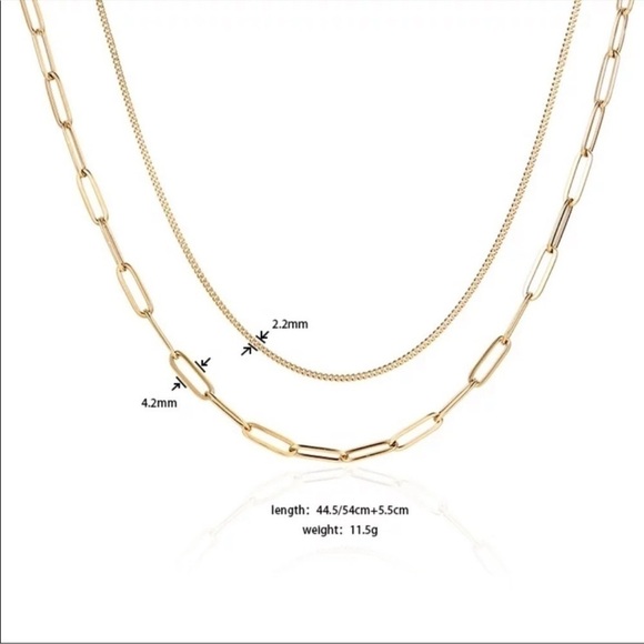 18K gold plated stainless steel paperclip chain necklace 20 inches - Picture 3 of 4